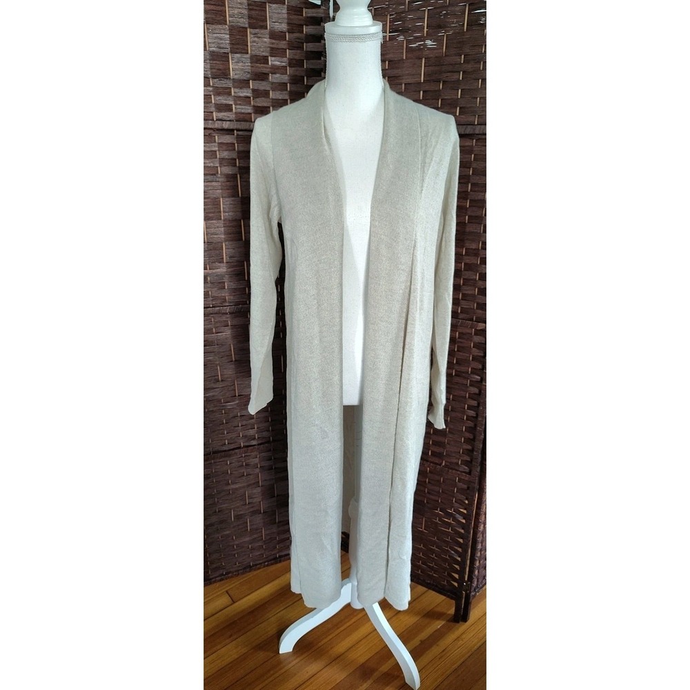 Eileen Fisher Kimono Duster Cardigan Large Longline Washable Wool Crepe Jersey